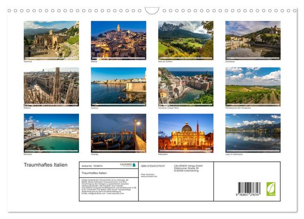 Produktbild: Traumhaftes Italien (Wandkalender 2026 DIN A3 quer), CALVENDO Monatskalender