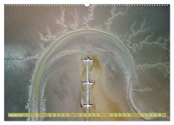 Produktbild: neunziggrad I photoart: das wattenmeer von oben (hochwertiger Premium Wandkalender 2026 DIN A2 quer), Kunstdruck in Hochglanz