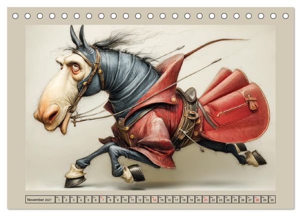 Produktbild: Wundersame Pferde. Karikaturen zwischen Humor, Melancholie und Fantasie (Tischkalender 2027 DIN A5 quer), CALVENDO Monatskalender