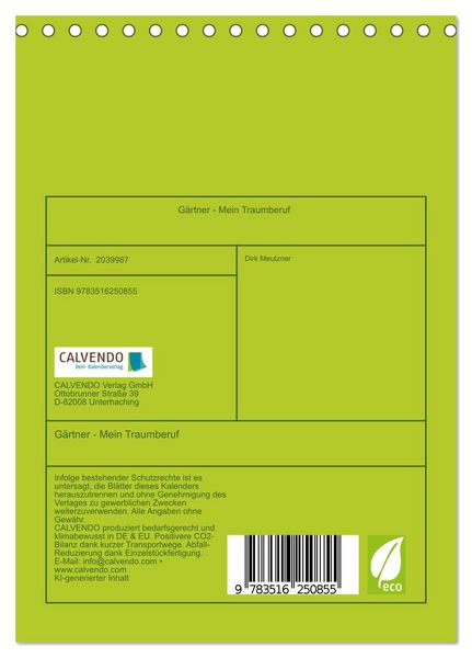 Produktbild: G&auml;rtner - Mein Traumberuf (Tischkalender 2026 DIN A5 hoch), CALVENDO Monatskalender