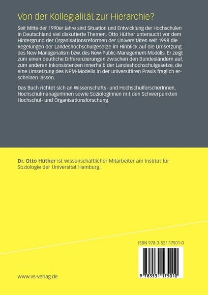Produktbild: Von der Kollegialit&auml;t zur Hierarchie?