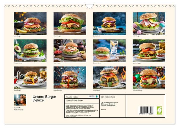Produktbild: Unsere Burger Deluxe (Wandkalender 2026 DIN A3 quer), CALVENDO Monatskalender