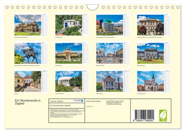 Produktbild: Ein Wochenende in Zagreb (Wandkalender 2026 DIN A4 quer), CALVENDO Monatskalender