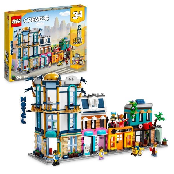 LEGO Creator 3-in-1 31141 Hauptstraße, Modellbau-Set mit vielen Gebäuden
