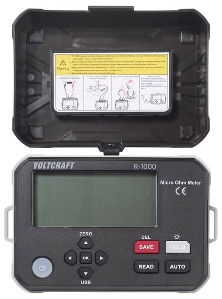 Produktbild: VOLTCRAFT R-1000 Mikroohmmeter 1 &micro;Ω 1A Datenspeicher Akkubetrieb