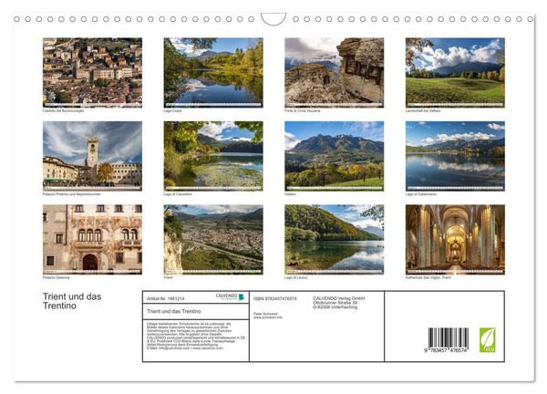 Produktbild: Trient und das Trentino (Wandkalender 2026 DIN A3 quer), CALVENDO Monatskalender