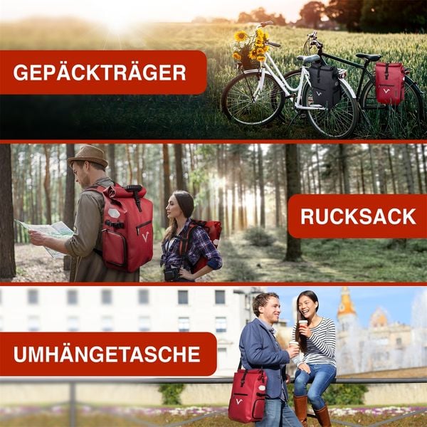 Produktbild: Valkental ValkPro 3in1 Fahrradtasche mit flexiblem Rücken und neuen Features