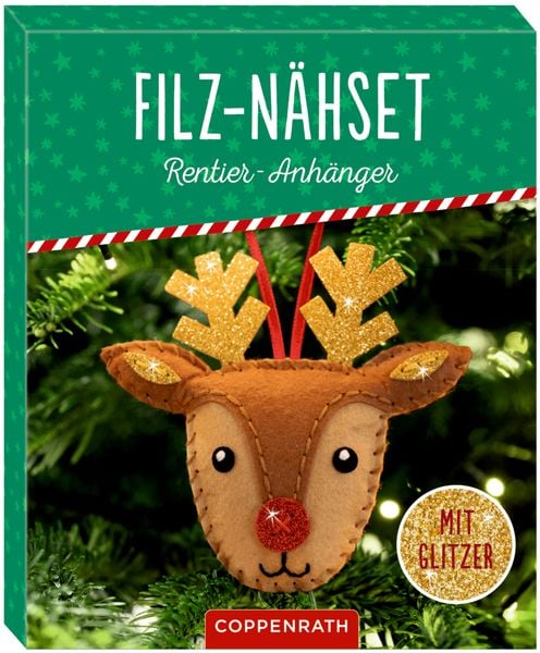 Produktbild: Filz-N&auml;hsets: Weihnachts-Anh&auml;nger Santa/Rentier, sort.