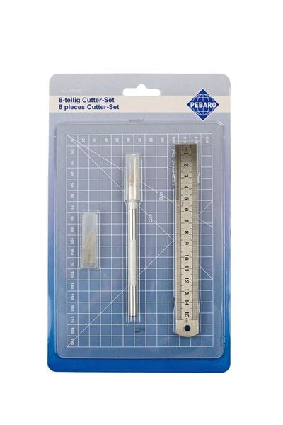 Produktbild: PEBARO 17MAT - Cutter-Set, 8-teilig, mit Cutter-Messer, Lineal und Schneidematte
