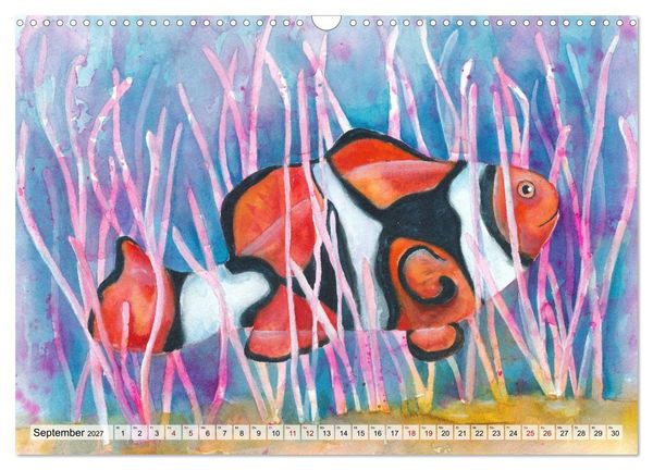 Produktbild: Die Meereswelt in Aquarell (Wandkalender 2027 DIN A3 quer), CALVENDO Monatskalender
