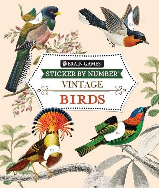 Produktbild: Brain Games - Sticker by Number - Vintage: Birds (28 Images to Sticker)