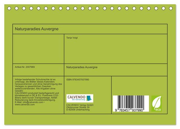 Produktbild: Naturparadies Auvergne (Tischkalender 2026 DIN A5 quer), CALVENDO Monatskalender