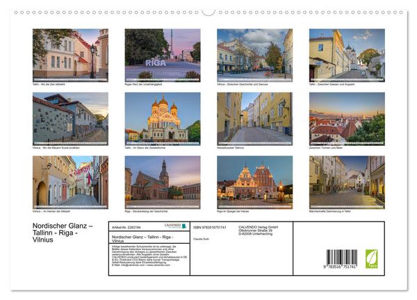 Produktbild: Nordischer Glanz &ndash; Tallinn - Riga - Vilnius (hochwertiger Premium Wandkalender 2027 DIN A2 quer), Kunstdruck in Hochglanz