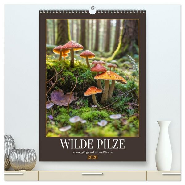 Produktbild: WILDE PILZE - Essbare, giftige und seltene Pilzarten (hochwertiger Premium Wandkalender 2026 DIN A2 hoch), Kunstdruck in Hochglanz