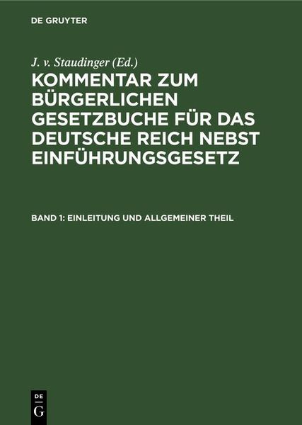 Produktbild: Einleitung und Allgemeiner Theil