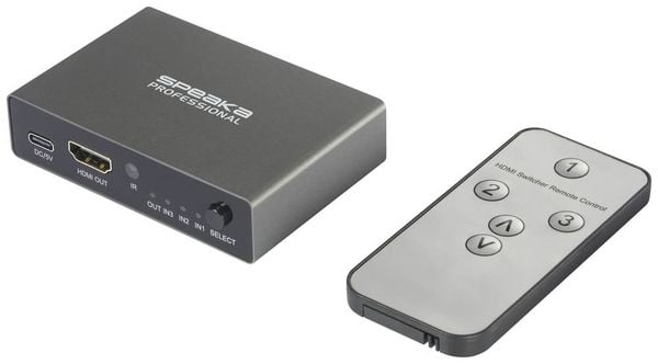 Produktbild: SpeaKa Professional SP-HDS-210 3 Port HDMI-Switch UHD 8K @ 60 Hz, UHD 4K @ 120Hz
