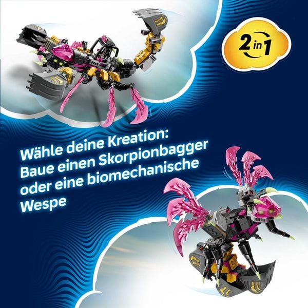 Produktbild: LEGO DREAMZzz 2in1 71513 Albtraum-Skorpionbagger, Spielzeug mit Figuren