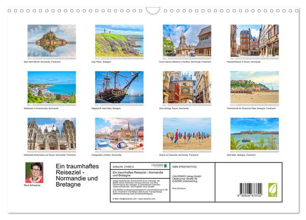 Produktbild: Ein traumhaftes Reiseziel - Normandie und Bretagne (Wandkalender 2026 DIN A3 quer), CALVENDO Monatskalender