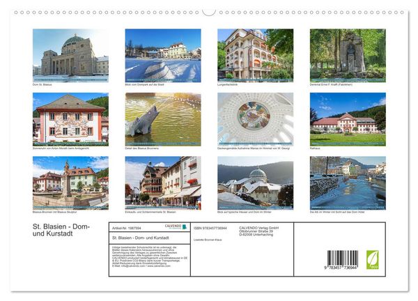 Produktbild: St. Blasien - Dom- und Kurstadt (hochwertiger Premium Wandkalender 2026 DIN A2 quer), Kunstdruck in Hochglanz