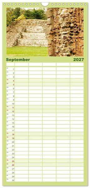 Produktbild: Familienplaner 2027 - Alte Kulturen Mittel- und S&uuml;damerikas: Versunkene Welten mit 5 Spalten (Wandkalender, 21 x 45 cm) CALVENDO