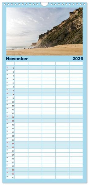 Produktbild: Familienplaner 2026 - Portugals Atlantikk&uuml;ste mit 5 Spalten (Wandkalender, 21 x 45 cm) CALVENDO