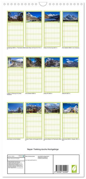 Produktbild: Familienplaner 2027 - Nepal- Trekking durchs Hochgebirge mit 5 Spalten (Wandkalender, 21 x 45 cm) CALVENDO