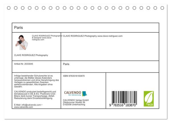Produktbild: Paris (Tischkalender 2026 DIN A5 quer), CALVENDO Monatskalender