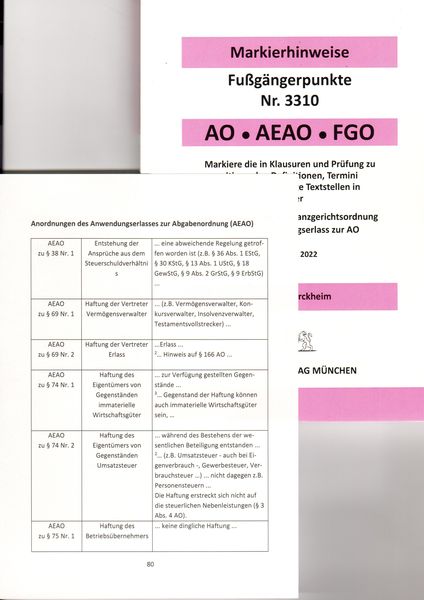 Produktbild: ABGABENORDNUNG & FGO D&uuml;rckheim-Markierhinweise/Fu&szlig;g&auml;ngerpunkte f&uuml;r das Steuerberaterexamen: D&uuml;rckheim'sche Markierhinweise