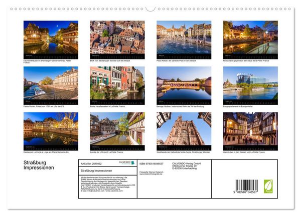 Produktbild: Stra&szlig;burg Impressionen (hochwertiger Premium Wandkalender 2026 DIN A2 quer), Kunstdruck in Hochglanz