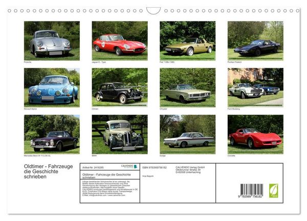 Produktbild: Oldtimer - Fahrzeuge die Geschichte schrieben (Wandkalender 2027 DIN A3 quer), CALVENDO Monatskalender