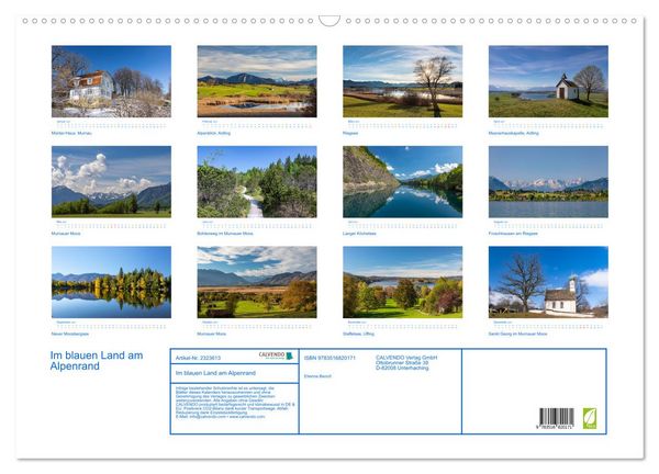 Produktbild: Im blauen Land am Alpenrand (Wandkalender 2027 DIN A2 quer), CALVENDO Monatskalender