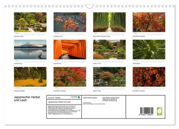 Produktbild: Japanischer Herbst und Laub (Wandkalender 2026 DIN A3 quer), CALVENDO Monatskalender