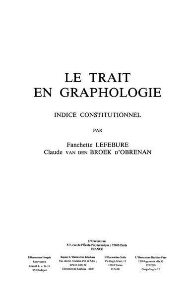 Produktbild: Trait en graphologie le