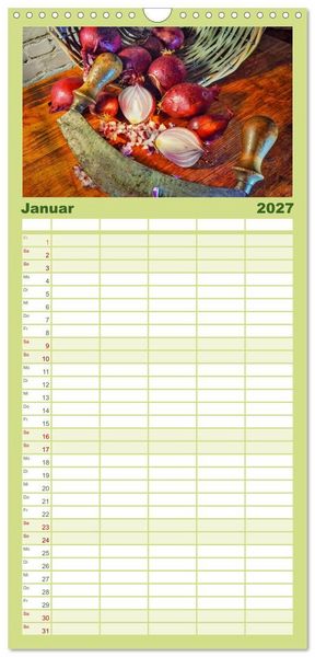 Produktbild: Familienplaner 2027 - Zeitreise auf dem K&uuml;chentisch mit 5 Spalten (Wandkalender, 21 x 45 cm) CALVENDO