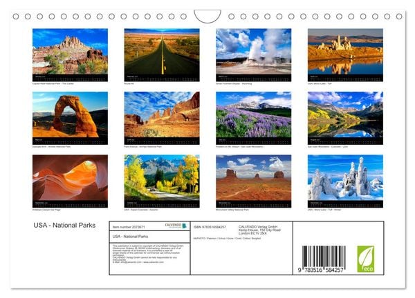 Produktbild: USA - National Parks (Wall Calendar 2026 DIN A4 landscape), CALVENDO 12 Month Wall Calendar