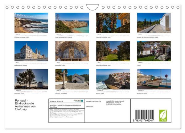 Produktbild: Portugal - Eindrucksvolle Aufnahmen von fotofussy (Wandkalender 2026 DIN A4 quer), CALVENDO Monatskalender