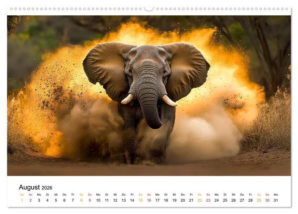 Produktbild: Elefanten - Riesen der Wildnis (Wandkalender 2026 DIN A2 quer), CALVENDO Monatskalender
