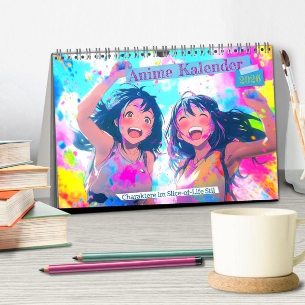 Produktbild: Anime Kalender &ndash; Charaktere im Slice-of-Life Stil (Tischkalender 2026 DIN A5 quer), CALVENDO Monatskalender