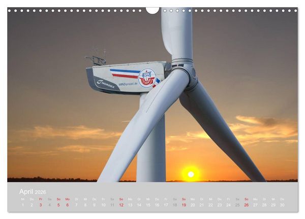 Produktbild: Windkraftanlagen aus der Luft fotografiert (Wandkalender 2026 DIN A3 quer), CALVENDO Monatskalender