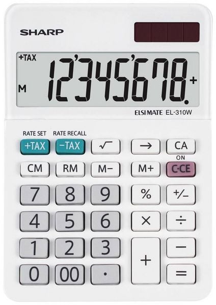 Produktbild: Sharp EL-310W Taschenrechner Wei&szlig; Display (Stellen): 8 batteriebetrieben, solarbetrieben
