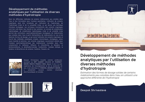 Produktbild: D&eacute;veloppement de m&eacute;thodes analytiques par l'utilisation de diverses m&eacute;thodes d'hydrotropie