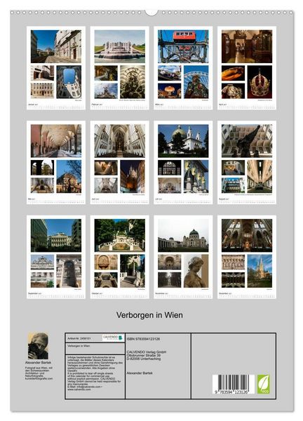 Produktbild: Verborgen in Wien (hochwertiger Premium Wandkalender 2027 DIN A2 hoch), Kunstdruck in Hochglanz