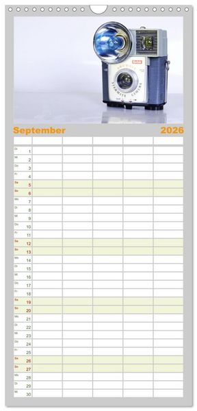 Produktbild: Familienplaner 2026 - Alte Fotoapparate - Kameras von Kodak der Jahre 1905 bis 1977 mit 5 Spalten (Wandkalender, 21 x 45 cm) CALVENDO