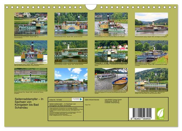 Produktbild: Seitenraddampfer &ndash; In Sachsen von K&ouml;nigstein bis Bad Schandau (Wandkalender 2026 DIN A4 quer), CALVENDO Monatskalender