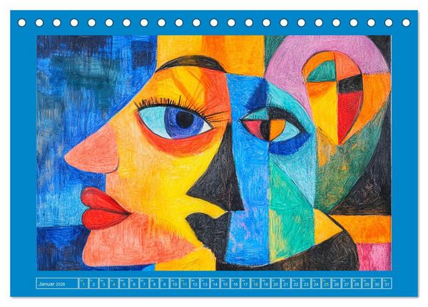 Produktbild: Liebe und Gl&uuml;ck. Abstrakte Kunst im &Ouml;lbilder-Stil (Tischkalender 2026 DIN A5 quer), CALVENDO Monatskalender