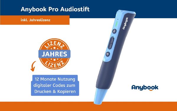 Produktbild: Anybook Pro Audiostift inkl. Jahreslizenz f&uuml;r Codes zum Drucken & Kopieren