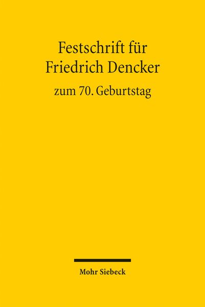 Produktbild: Festschrift f&uuml;r Friedrich Dencker zum 70. Geburtstag