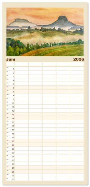 Produktbild: Familienplaner 2026 - Dresden und das Elbtal - Ein Aquarellkalender von Claudia Pinkau mit 5 Spalten (Wandkalender, 21 x 45 cm) CALVENDO