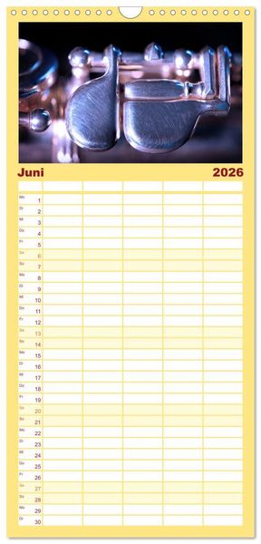 Produktbild: Familienplaner 2026 - Die Querfl&ouml;te, ein herrliches Instrument mit 5 Spalten (Wandkalender, 21 x 45 cm) CALVENDO