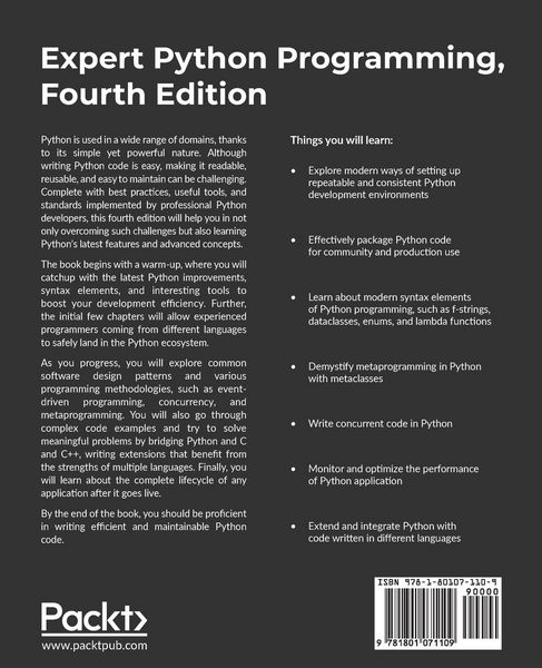 Produktbild: Expert Python Programming - Fourth Edition